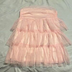 Pink Strapless Tulle Dress